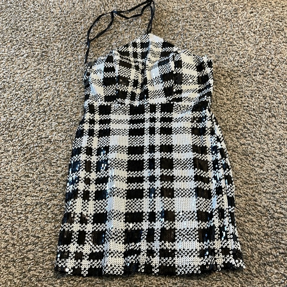 Pear Moon Black and White sequin dress Size 3